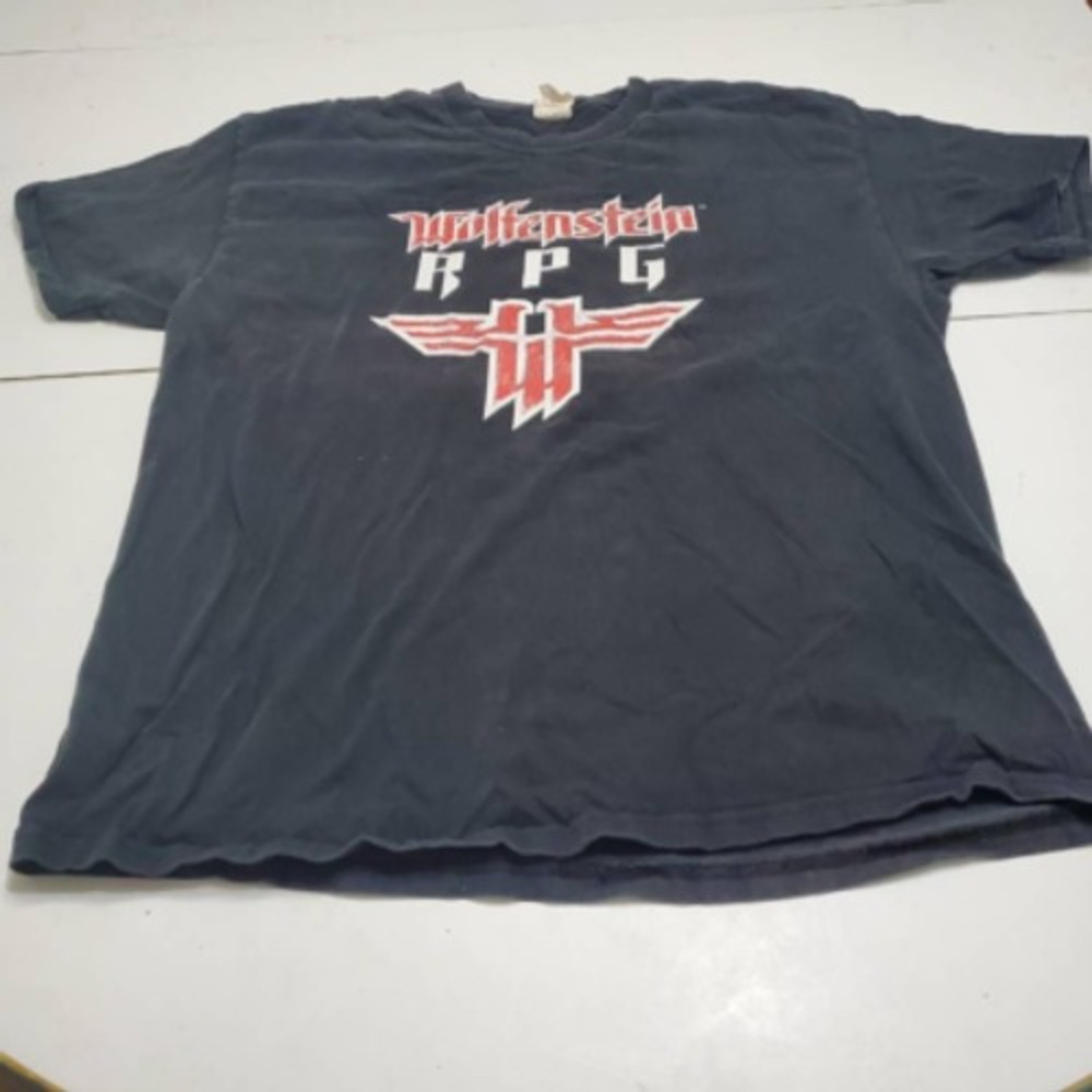 Wolfzenstein RPG Mens id Graphic T-Shirt Black Red Crew Neck Cotton XL 46-48